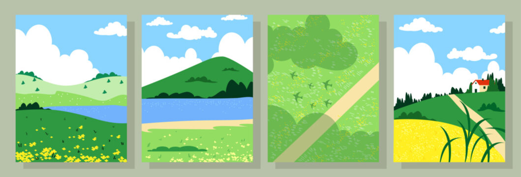 Landscape scenes collection. Vector illustration
