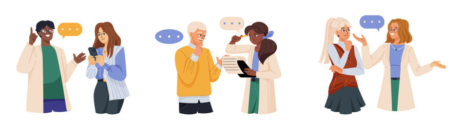 Obraz premium Group communication scenes. Vector illustration