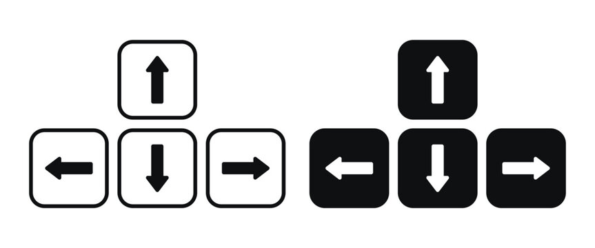 WASD Arrow Key Icon Set &ndash; Gaming Keyboard, Direction Control & Navigation Vector Collection
