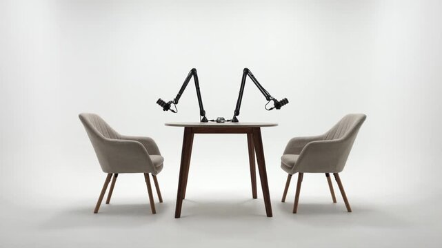 Streamlined Studio Layout Featuring Flexible Microphone Stands And Comfortable Seating Arrangements