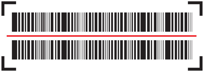 Naklejka premium Black and white barcode vector illustration, product identification symbol for retail, scanning, inventory management, commerce, shopping, technology, business. EPS 10.