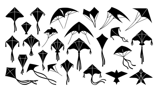 Decorative Kite Silhouette Collection Vector Illustration for Print and Web