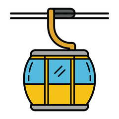 Cable car vector icon, yellow gondola lift for mountain travel, ski resort transport flat illustration © Gofur Artistry