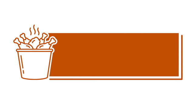 Minimalist vector illustration of a bucket of hot fried chicken with a text box.