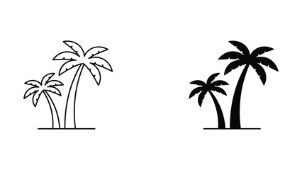 Tropical palm trees silhouette vector icon set for summer vacation themes © Fahima