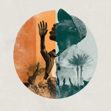 Duality Concept: Split Image of Man Showing Contrast and Transformation