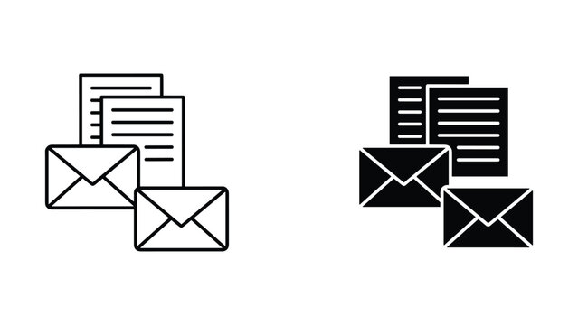 Email and document stack icon for business communication and file management