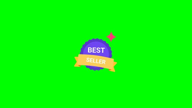 Animated badge icon highlighting bestselling products, popular items, and top rated merchandise in ecommerce platforms.
