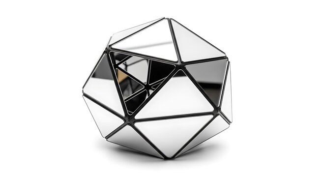 Shiny geometric dodecahedron mirror object