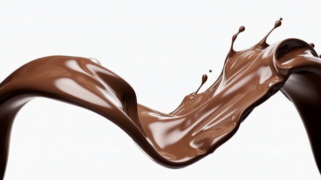 A high-quality image of rich chocolate flowing elegantly, showcasing its creamy texture and movement.