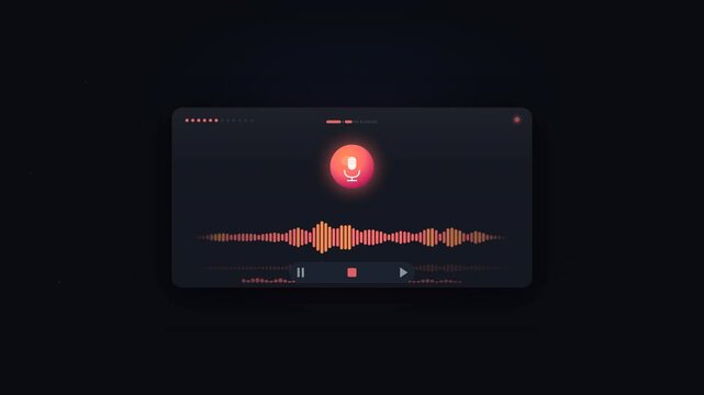 Animated voice recorder UI with glowing microphone icon and real-time audio waveform. Perfect for AI assistants, podcasts, and mobile audio apps.