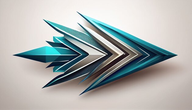 a sharp and futuristic arrow logo pointing forward centered on a clean white background