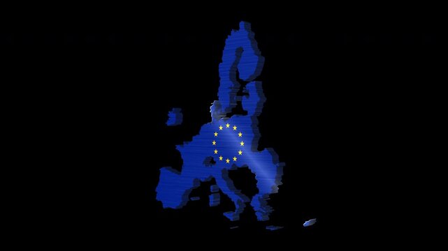 European Union 3D Rotating Flag Map Alpha Channel Loop