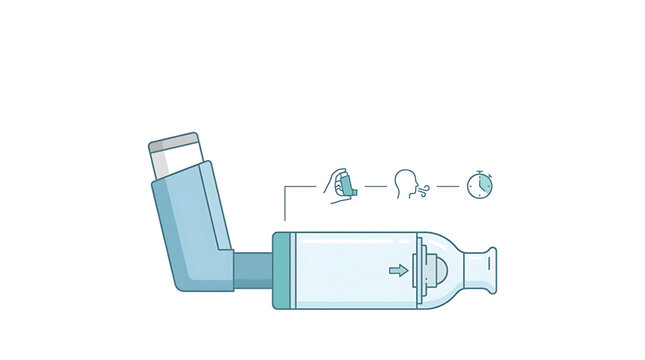 Asthma inhaler with spacer device for medication delivery