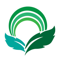 Fototapeta premium Green leaf and rainbow logo