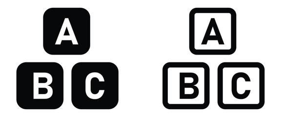 Black and white alphabet letter blocks A B C graphic illustration representing fundamental education concepts © Tanvir Khan
