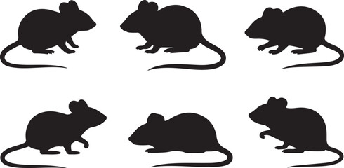 Cartoon mice walking and standing in different poses © Ranaart