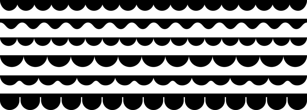 Circular edge seamless border shape set, repeat frill ornament, scalloped border divider