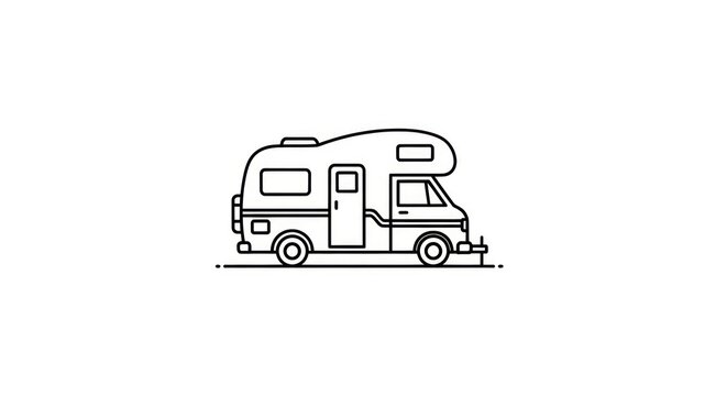 Recreational vehicle camper van line art icon