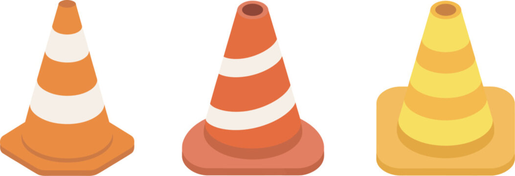 Construction, traffic safety icon collection with cones, barricades, warning symbols, and maintenance signs suitable for transportation systems, work zone graphics, and public safety communication.