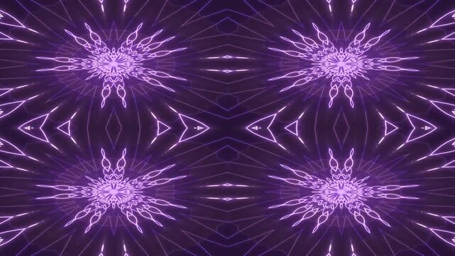 Purple Neon Kaleidoscope Abstract Motion Background Loop
