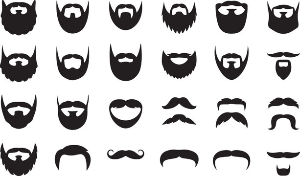 Variety of beard and mustache styles illustration