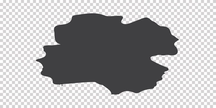 Dark grey abstract blob shape with rough edges paint splash abstract isolated transparent background creative distressed expressive irregular weathered