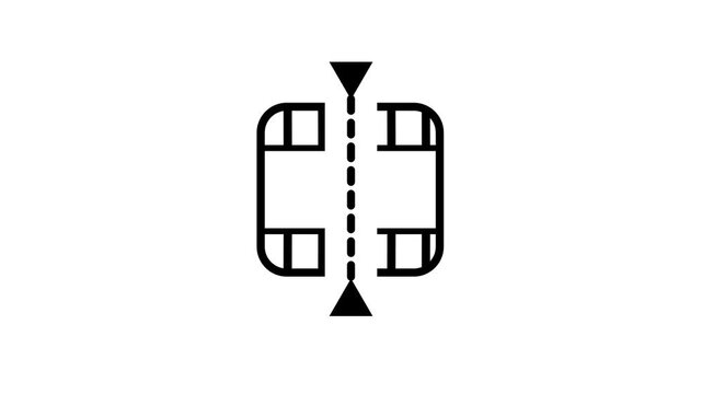 Minimal line icon with a vertical resize dashed line animation isolated on white background