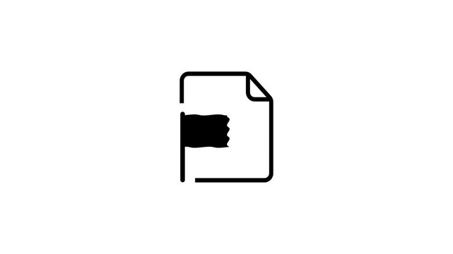 Document icon with a flag marker animation isolated on white background