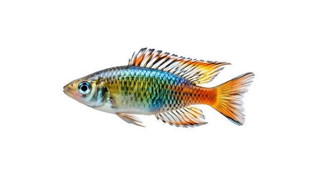 Beautiful Threadfin Rainbowfish Isolated on White Background.