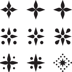 Fototapeta premium Modern geometric flower and starburst vector icons