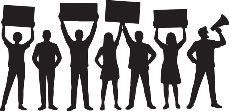 People protesting with signs and megaphone