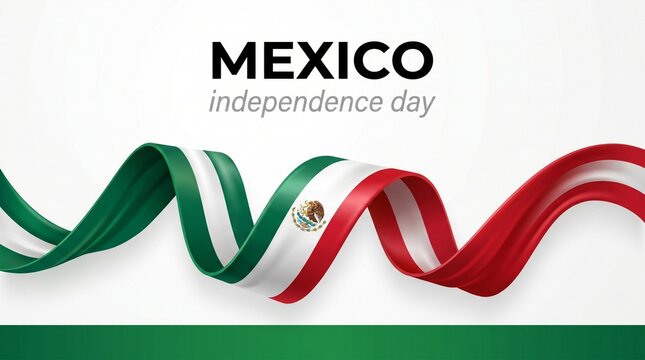 Mexico independence day celebration with flag ribbon celebration patriotic national republic