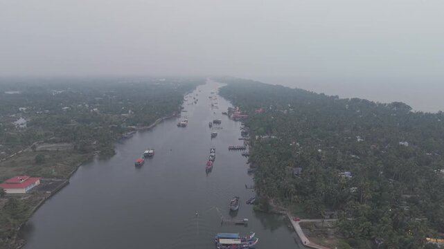 Azheekal harbour aerial view&nbsp;Kollam kerala india 