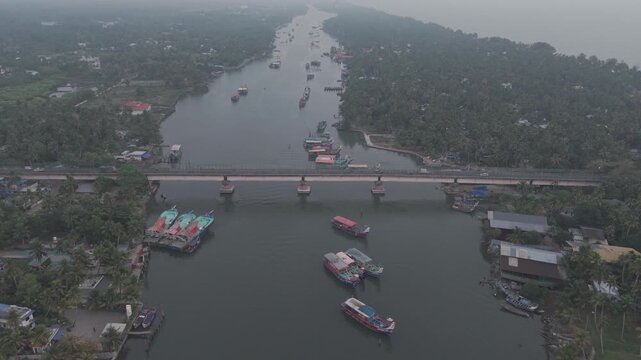 Azheekal harbour aerial view&nbsp;Kollam kerala india 