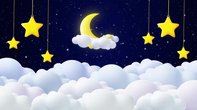 Dreamy Moon Night Sky Animation loop Background