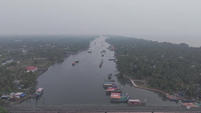 Azheekal harbour aerial view&nbsp;Kollam kerala india 