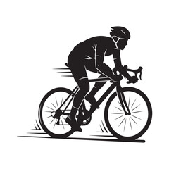 Fototapeta premium Road cyclist silhouette vector illustration with speed lines for sports competition and fitness branding