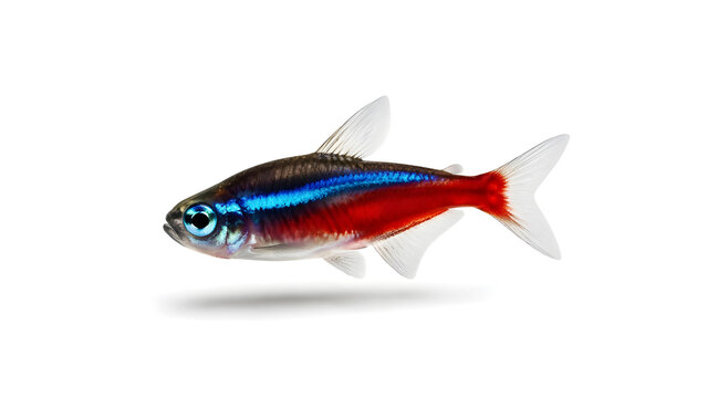 Neon Tetra fish isolated on white background.