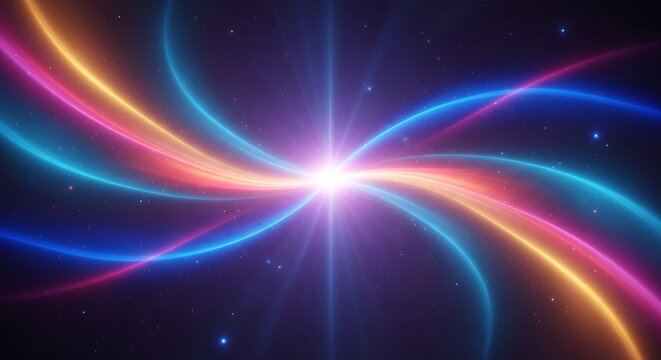 Abstract cosmic explosion vibrant swirling lights and galactic starburst