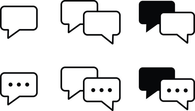 Speech bubble icon set for chat communication and message vector symbol