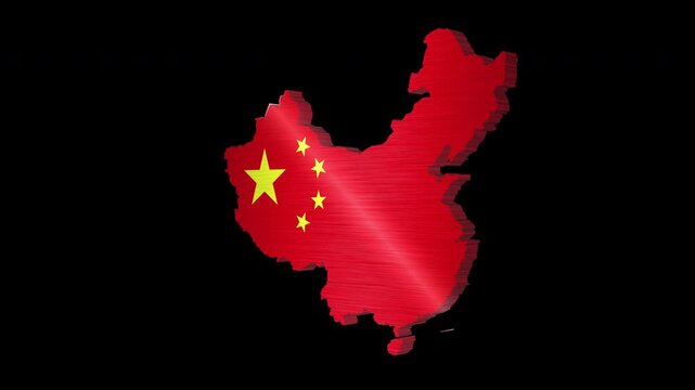 China 3D Rotating Flag Map Alpha Channel Loop