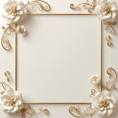 Sophisticated Ivory Greeting Card Background with Decorative Filigree Corners and Copy Space 