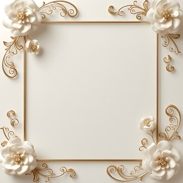 Sophisticated Ivory Greeting Card Background with Decorative Filigree Corners and Copy Space 