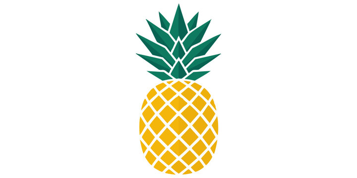 A vibrant illustration of a pineapple standing alone in a minimalist environment.