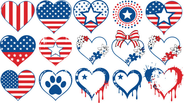 United States Shape Heart American Flag Graphic. a fierce bald eagle with wings fully spread wide,
Vector illustration eps-10