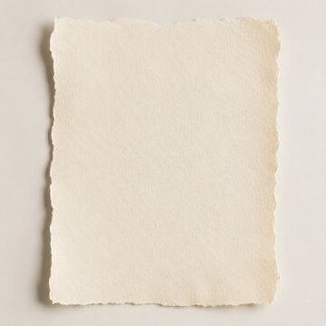 Empty textured off-white paper with deckled edges on a light background