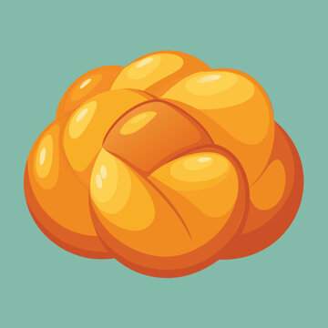 Cartoon illustration of a braided challah bread.