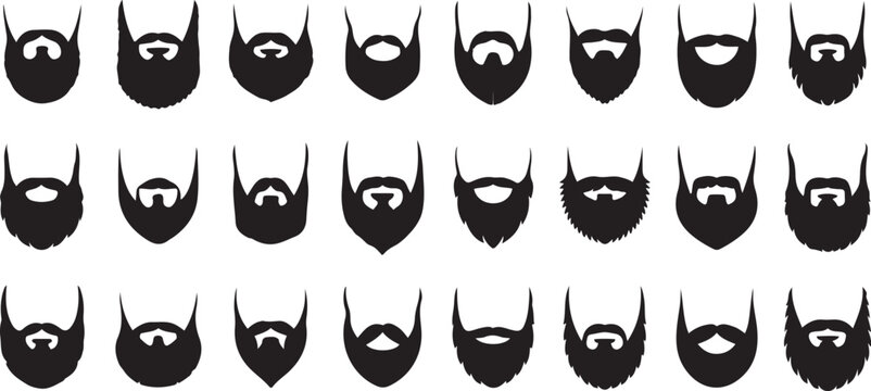silhouette set of beard. silhouette vector illustration