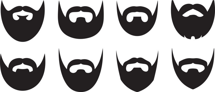 silhouette set of beard. silhouette vector illustration